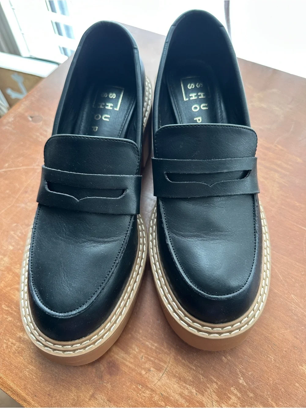 ShuShop Tabatha Black Platform Loafers